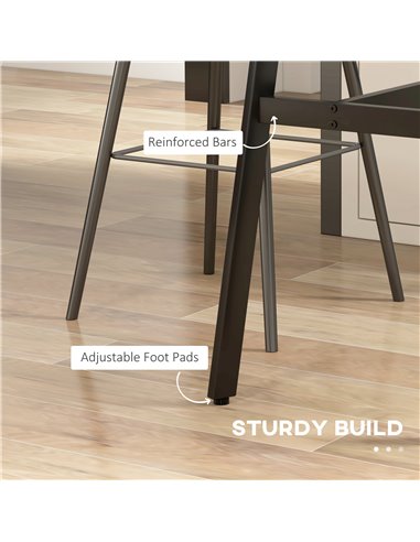 HOMCOM Rectangular Bar Table w/ Sturdy Metal Frame, Contemporary Design High Top Kitchen Table w/ Faux Marble Top, Easy Assembly