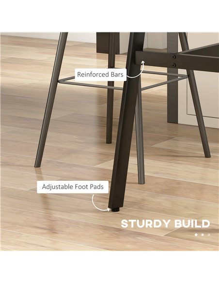 HOMCOM Rectangular Bar Table w/ Sturdy Metal Frame, Contemporary Design High Top Kitchen Table w/ Faux Marble Top, Easy Assembly - pic 69303 | FastDaddyshop