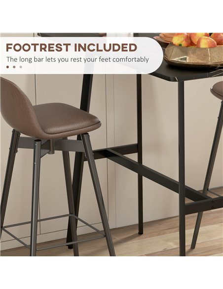 HOMCOM Rectangular Bar Table w/ Sturdy Metal Frame, Contemporary Design High Top Kitchen Table w/ Faux Marble Top, Easy Assembly - pic 69304 | FastDaddyshop