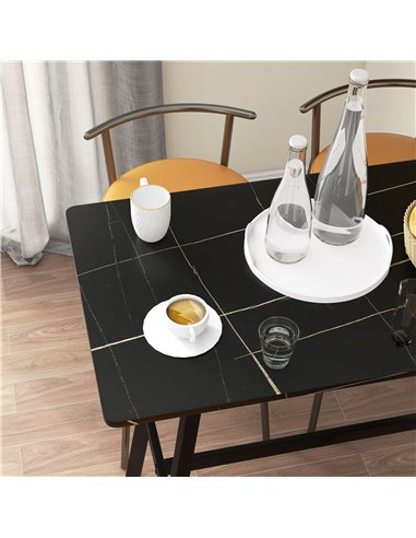 HOMCOM Rectangular Bar Table w/ Sturdy Metal Frame, Contemporary Design High Top Kitchen Table w/ Faux Marble Top, Easy Assembly