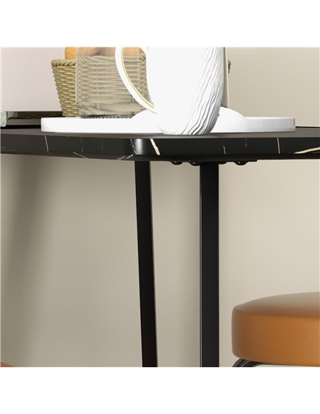 HOMCOM Rectangular Bar Table w/ Sturdy Metal Frame, Contemporary Design High Top Kitchen Table w/ Faux Marble Top, Easy Assembly - pic 69306 | FastDaddyshop