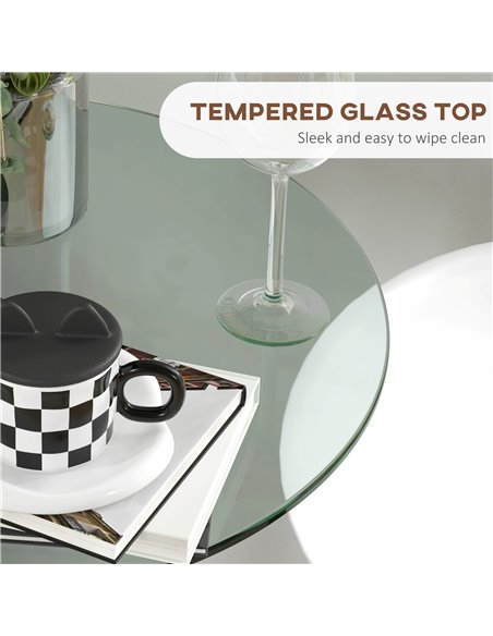 HOMCOM High Top Bar Table, Round Kitchen Table with Tempered Glass Top and Steel Base, Bistro Table for 2 People, Clear 83A-070V - pic 69311 | FastDaddyshop