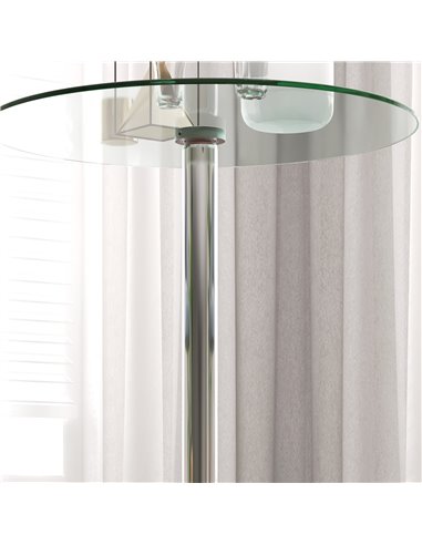 HOMCOM High Top Bar Table, Round Kitchen Table with Tempered Glass Top and Steel Base, Bistro Table for 2 People, Clear 83A-070V
