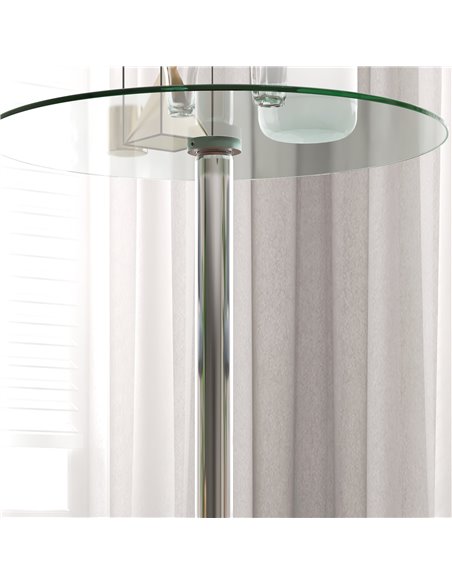 HOMCOM High Top Bar Table, Round Kitchen Table with Tempered Glass Top and Steel Base, Bistro Table for 2 People, Clear 83A-070V - pic 69314 | FastDaddyshop