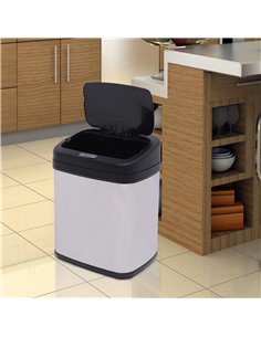 HOMCOM 20L LUXURY Automatic Sensor Dustbin, Silver-Black 03-0053 2