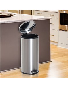 HOMCOM Foot Pedal Bin Stainless Steel Metal Waste Rubbish Lid Kitchen Garbage 30L 851-013 2