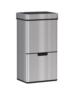 HOMCOM 72L Recycling Sensor Bin, Stainless Steel 3 Compartments, Steel Colour 851-018