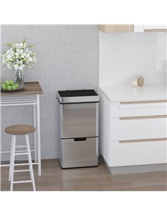 HOMCOM 72L Recycling Sensor Bin, Stainless Steel 3 Compartments, Steel Colour 851-018 2