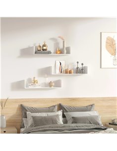 HOMCOM Set of 3 Wooden U-Shaped Floating Shelves Set, White 830-419WT 2