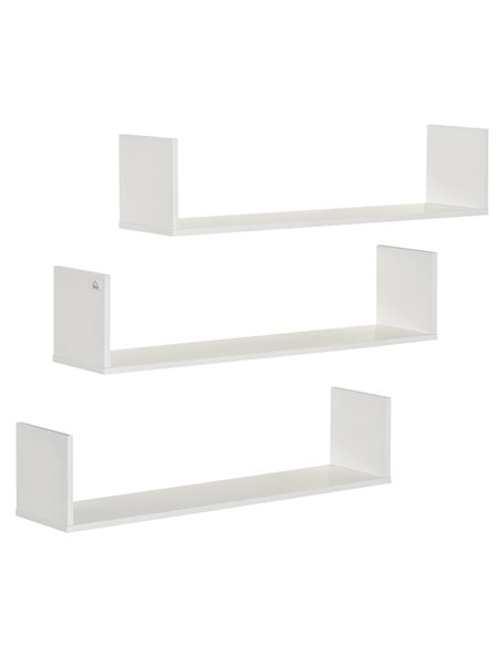 HOMCOM Set of 3 Wooden U-Shaped Floating Shelves Set, White 830-419WT - pic 69353 | FastDaddyshop