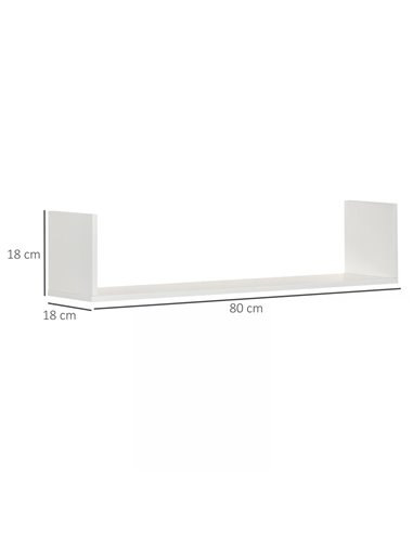 HOMCOM Set of 3 Wooden U-Shaped Floating Shelves Set Wall Mounted Hanging Bookshelf CD DVD Storage Display for Bedroom Living Ro