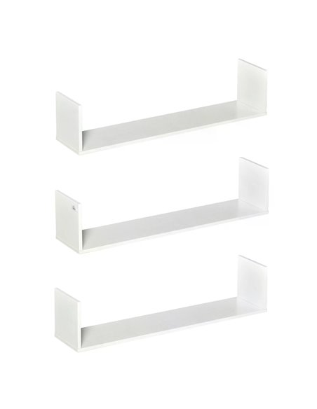 HOMCOM Set of 3 Wooden U-Shaped Floating Shelves Set Wall Mounted Hanging Bookshelf CD DVD Storage Display for Bedroom Living Ro - pic 69358 | FastDaddyshop