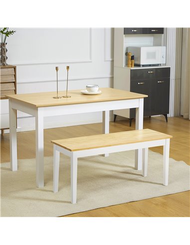 HOMCOM 102 cm Wood Dining Bench for 2 People, Wooden Bench for Kitchen, Dining Room, Entryway, NaturalВ WoodВ Effect 837-334V01N