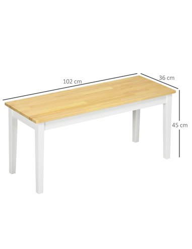 HOMCOM 102 cm Wood Dining Bench for 2 People, Wooden Bench for Kitchen, Dining Room, Entryway, NaturalВ WoodВ Effect 837-334V01N