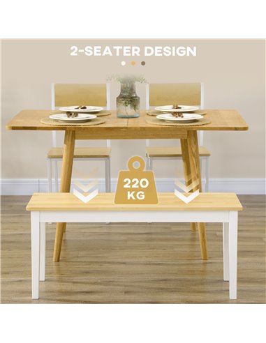 HOMCOM 102 cm Wood Dining Bench for 2 People, Wooden Bench for Kitchen, Dining Room, Entryway, NaturalВ WoodВ Effect 837-334V01N