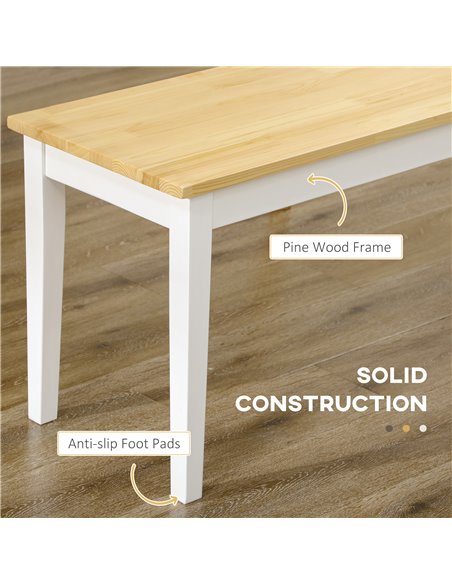 HOMCOM 102 cm Wood Dining Bench for 2 People, Wooden Bench for Kitchen, Dining Room, Entryway, NaturalВ WoodВ Effect 837-334V01N - pic 69393 | FastDaddyshop