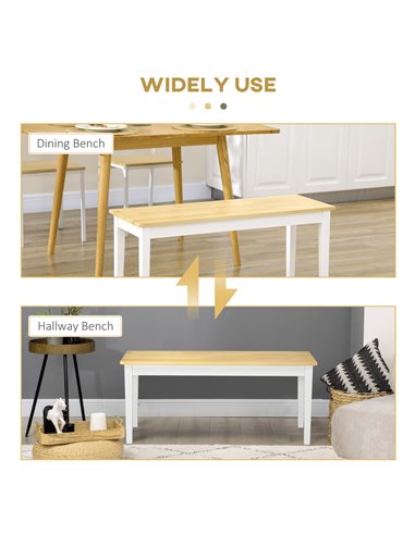 HOMCOM 102 cm Wood Dining Bench for 2 People, Wooden Bench for Kitchen, Dining Room, Entryway, NaturalВ WoodВ Effect 837-334V01N