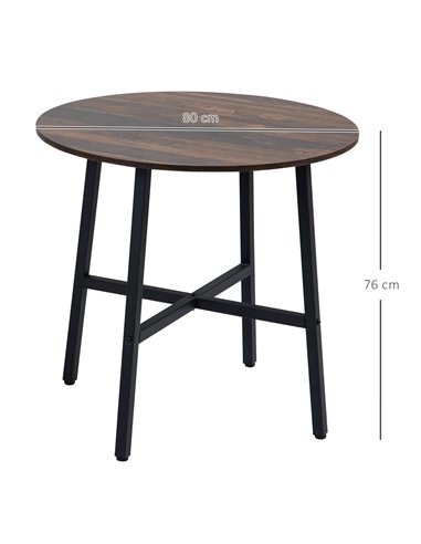 HOMCOM 85cm Dining Room Table, Industrial Style Kitchen Table Round  with Steel Legs, Rustic Brown 835-935V00RB