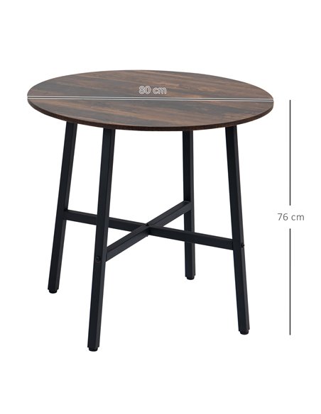 HOMCOM 85cm Dining Room Table, Industrial Style Kitchen Table Round  with Steel Legs, Rustic Brown 835-935V00RB - pic 69399 | FastDaddyshop