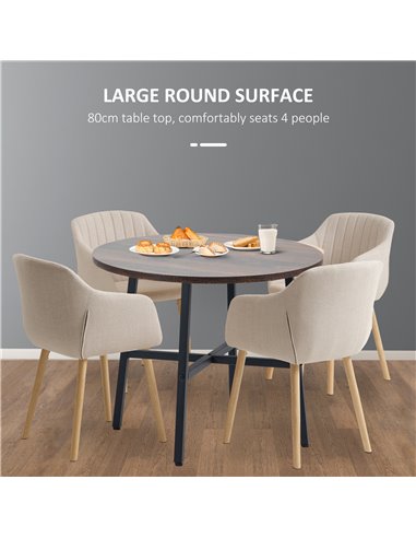 HOMCOM 85cm Dining Room Table, Industrial Style Kitchen Table Round  with Steel Legs, Rustic Brown 835-935V00RB