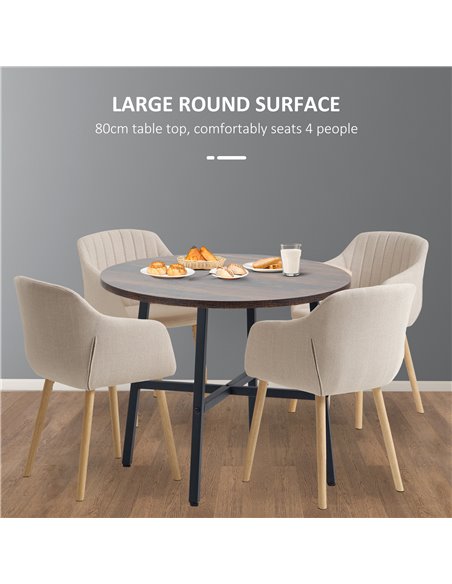 HOMCOM 85cm Dining Room Table, Industrial Style Kitchen Table Round  with Steel Legs, Rustic Brown 835-935V00RB - pic 69401 | FastDaddyshop