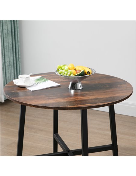 HOMCOM 85cm Dining Room Table, Industrial Style Kitchen Table Round  with Steel Legs, Rustic Brown 835-935V00RB - pic 69404 | FastDaddyshop