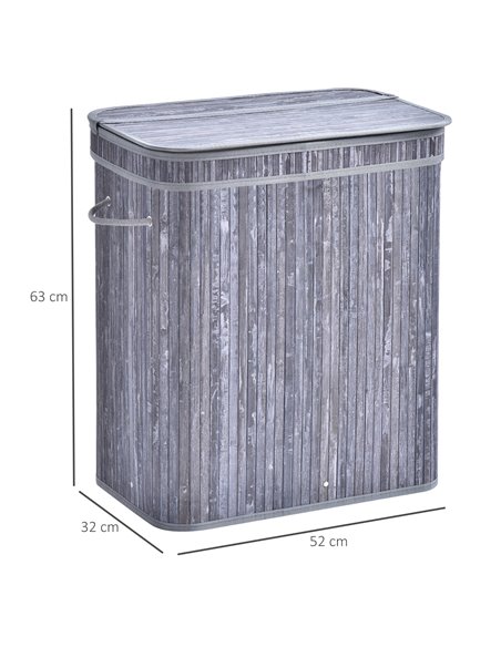 HOMCOM 100L Wooden Laundry Basket w/ Split Compartment Lid Removable Lining Handles Air Holes Ventilation Durable Water-Resistan - pic 69417 | FastDaddyshop