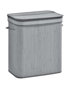 HOMCOM Laundry Basket, 100L Natural Wood, Single Compartment, Grey 850-125V01