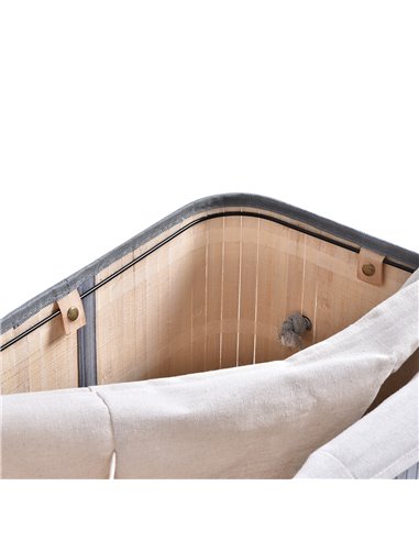 HOMCOM Laundry Basket, 100L Natural Wood, Single Compartment with Flip Lid, Removable Liner, Handles, Grey 850-125V01