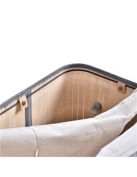 HOMCOM Laundry Basket, 100L Natural Wood, Single Compartment with Flip Lid, Removable Liner, Handles, Grey 850-125V01 - pic 69431 | FastDaddyshop