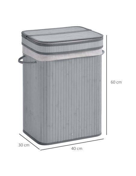 HOMCOM Laundry Basket 70L, Natural Wood, Flip Lid, Removable Linen, Foldable, Water-Resistant, Handles, Natural Colour 850-125 - pic 69435 | FastDaddyshop