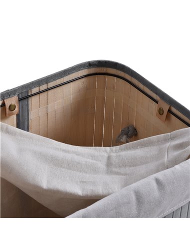HOMCOM Laundry Basket 70L, Natural Wood, Flip Lid, Removable Linen, Foldable, Water-Resistant, Handles, Natural Colour 850-125