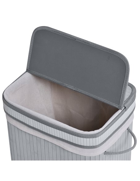 HOMCOM Laundry Basket 70L, Natural Wood, Flip Lid, Removable Linen, Foldable, Water-Resistant, Handles, Natural Colour 850-125 - pic 69440 | FastDaddyshop