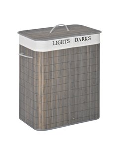 HOMCOM 100L Laundry Basket with Flip Lid String Handles, Grey 850-144GY