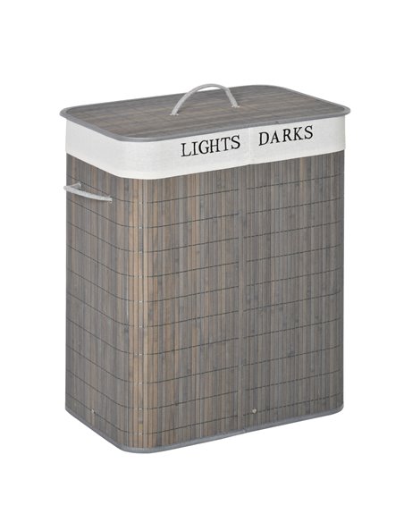 HOMCOM 100L Laundry Basket with Flip Lid String Handles, Grey 850-144GY - pic 69442 | FastDaddyshop