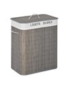 HOMCOM 100L Laundry Basket with Flip Lid String Handles, Grey 850-144GY
