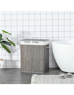 HOMCOM 100L Laundry Basket with Flip Lid String Handles, Grey 850-144GY 2