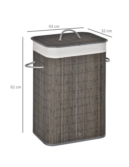 HOMCOM Collapsible Laundry Basket with Flip Lid, String Handles, Removable Lining, Foldable, Water-Resistant, Grey 850-146 - pic 69453 | FastDaddyshop