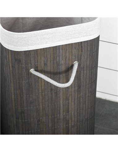 HOMCOM Collapsible Laundry Basket with Flip Lid, String Handles, Removable Lining, Foldable, Water-Resistant, Grey 850-146