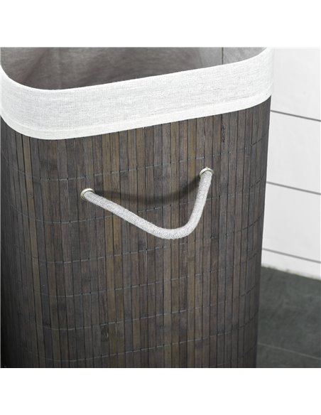 HOMCOM Collapsible Laundry Basket with Flip Lid, String Handles, Removable Lining, Foldable, Water-Resistant, Grey 850-146 - pic 69459 | FastDaddyshop