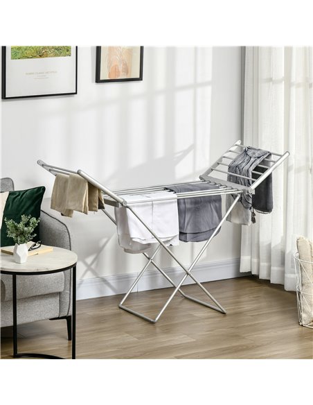 HOMCOM Electric Heated Clothes Dryer, Folding Energy-Efficient Indoor Airer with Extendable Wings, Laundry Drying Horse Rack, Si - pic 69461 | FastDaddyshop