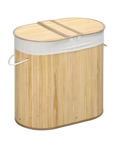 HOMCOM 100 Litres Bamboo Laundry Basket with Lid, Natural 850-220V00ND