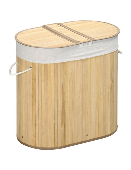 HOMCOM 100 Litres Bamboo Laundry Basket with Lid, Natural 850-220V00ND - pic 69469 | FastDaddyshop