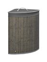 HOMCOM Bamboo Laundry Basket, 55L Corner Hamper with Lid, Removable Liner, Washing Basket, 38 x 38 x 57cm, Grey 850-218V00GY
