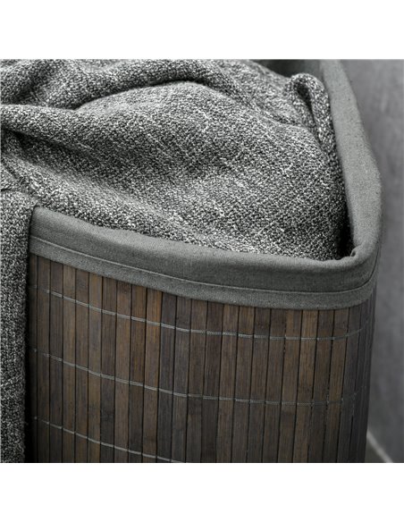 HOMCOM Bamboo Laundry Basket, 55L Corner Hamper with Lid, Removable Liner, Washing Basket, 38 x 38 x 57cm, Grey 850-218V00GY - pic 69495 | FastDaddyshop