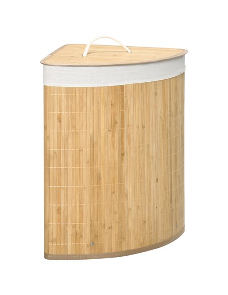 HOMCOM Bamboo Laundry Basket with Lid, 55 Litres Laundry Hamper, Natural 850-218V00ND - pic 69496 | FastDaddyshop