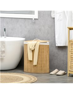 HOMCOM Bamboo Laundry Basket with Lid, 55 Litres Laundry Hamper, Natural 850-218V00ND 2