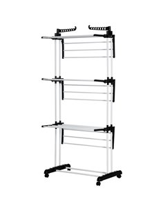 HOMCOM Foldable Clothes Drying Rack, 4-Tier Steel Garment Laundry Rack, Black 850-208V00BK