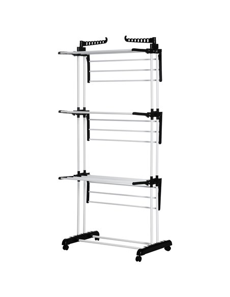 HOMCOM Foldable Clothes Drying Rack, 4-Tier Steel Garment Laundry Rack, Black 850-208V00BK - pic 69505 | FastDaddyshop