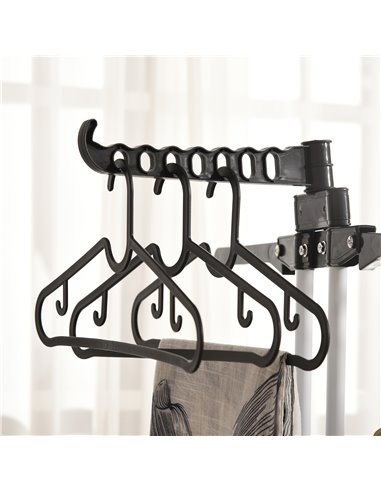 HOMCOM Foldable Clothes Drying Rack, 4-Tier Steel Garment Laundry Rack with Castors for Indoor and Outdoor Use, Black 850-208V00